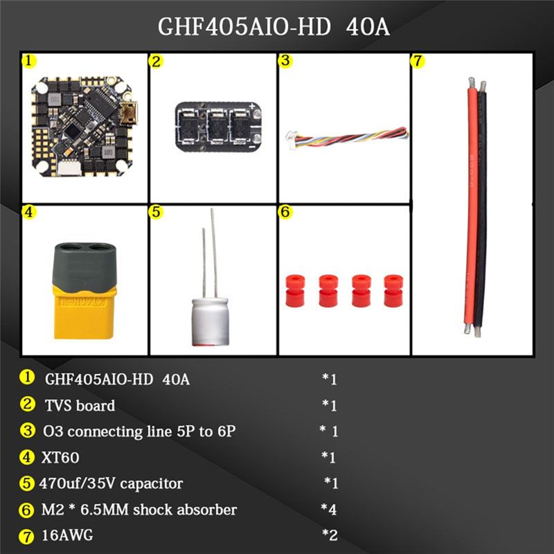 Fpv Drone Flight Controller - Controlador de Vuelo AIO ABTI-GHF405AIO-HD 40A